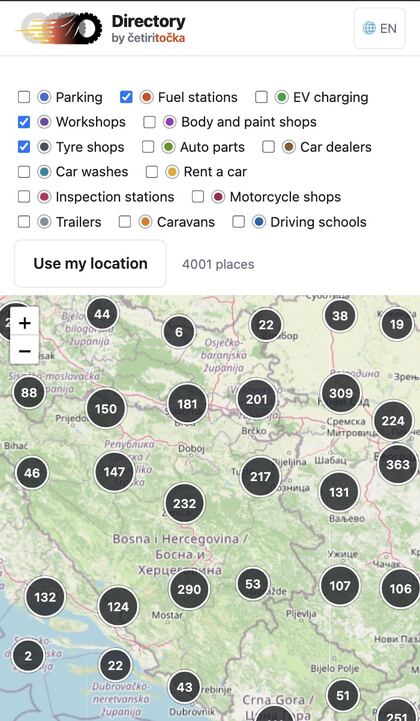The map with places around you